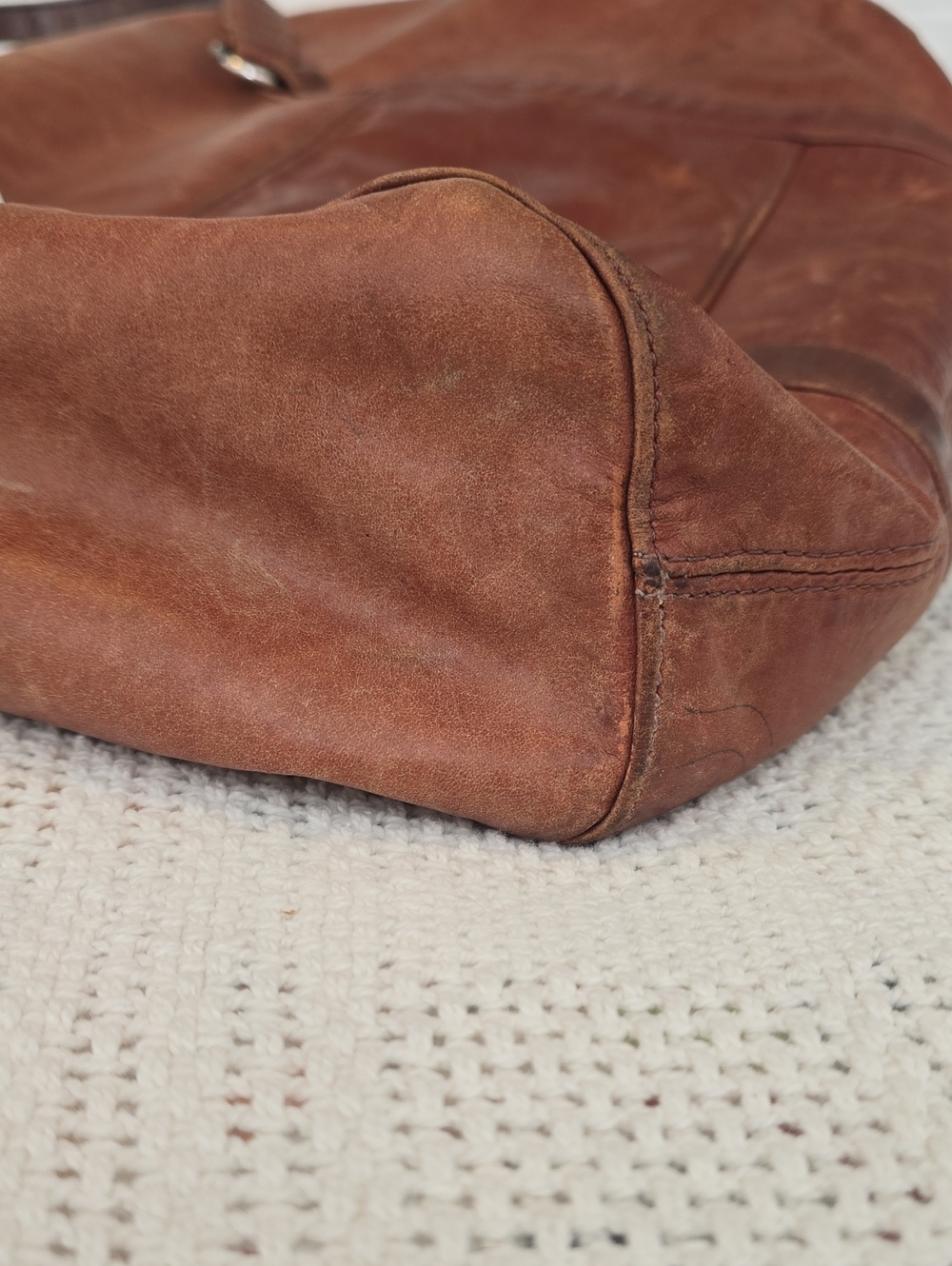 Viva Bags Of California Classic Brown Leather Tote Made In USA - Picture 5 of 13